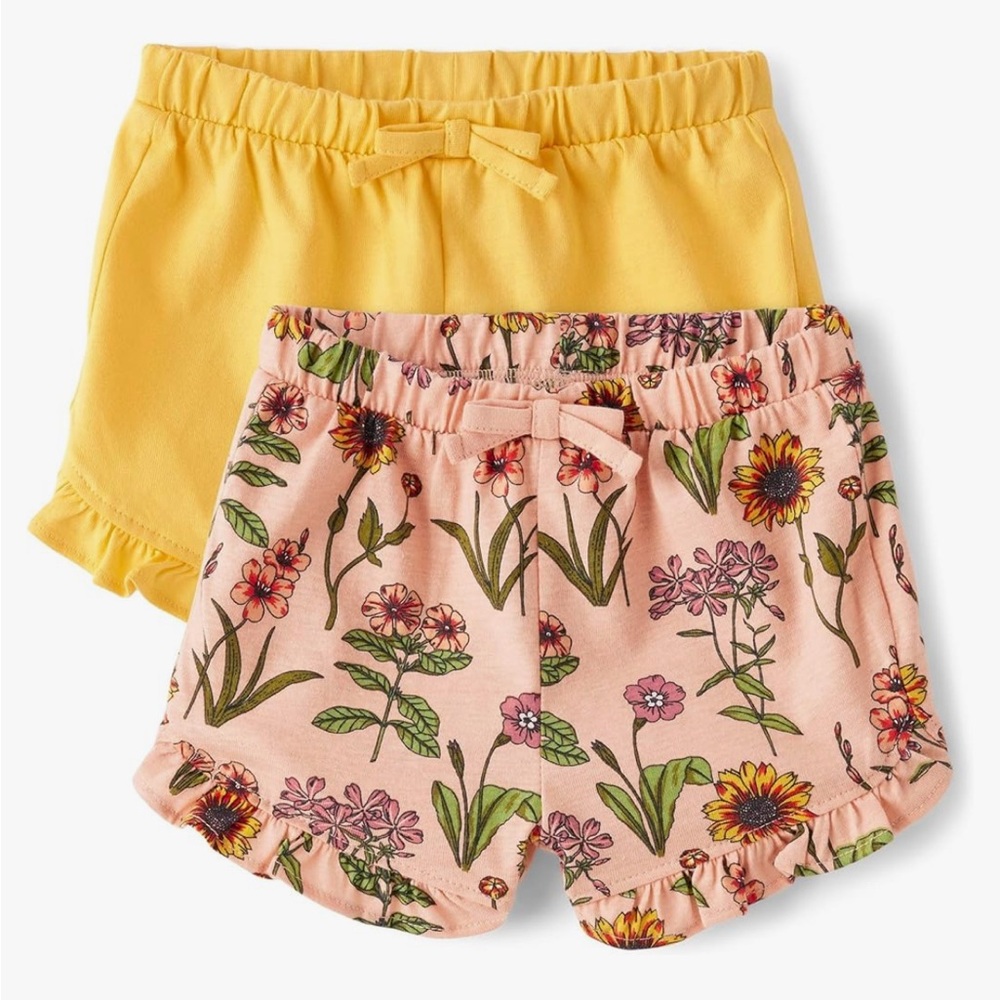 Floral and Yellow Baby Shorts Set